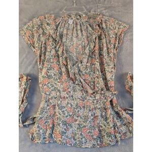 Old Navy Size M Floral Wrap Top with Ruffles Fairy Cottagecore Romantic Flowy